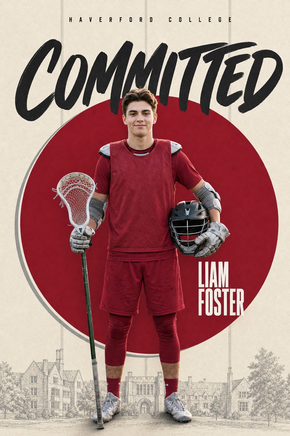 A Division III lacrosse commitment graphic made with CommitGraphics