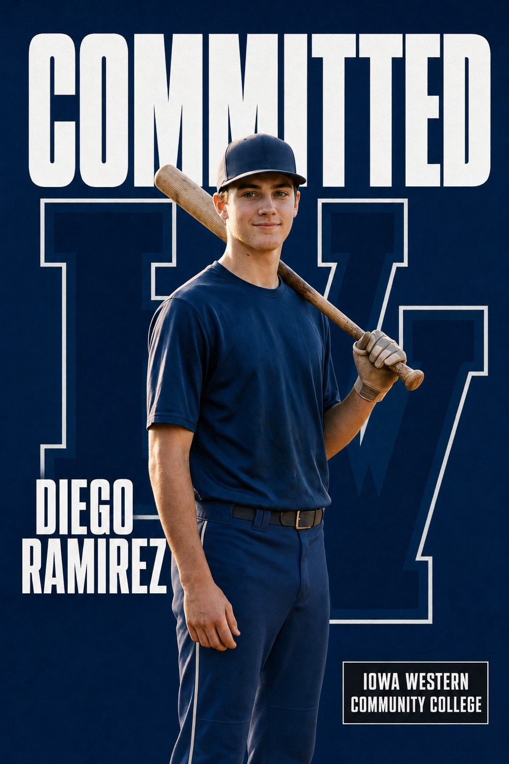 A junior college baseball commitment graphic made with CommitGraphics