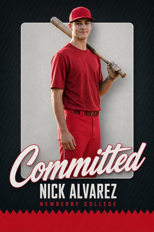 Baseball commitment graphic for Newberry College in the Card Frame style, made with CommitGraphics