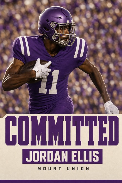 Football commitment graphic for Mount Union in the Cream Poster style, made with CommitGraphics