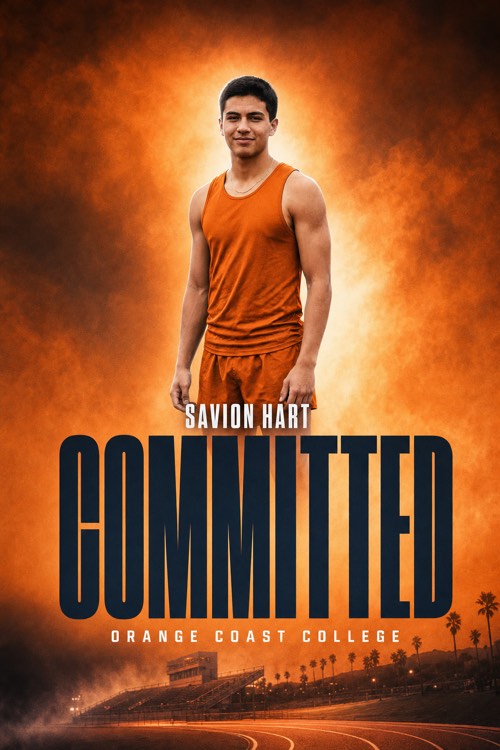 Track commitment graphic for Orange Coast College in the Haze style, made with CommitGraphics