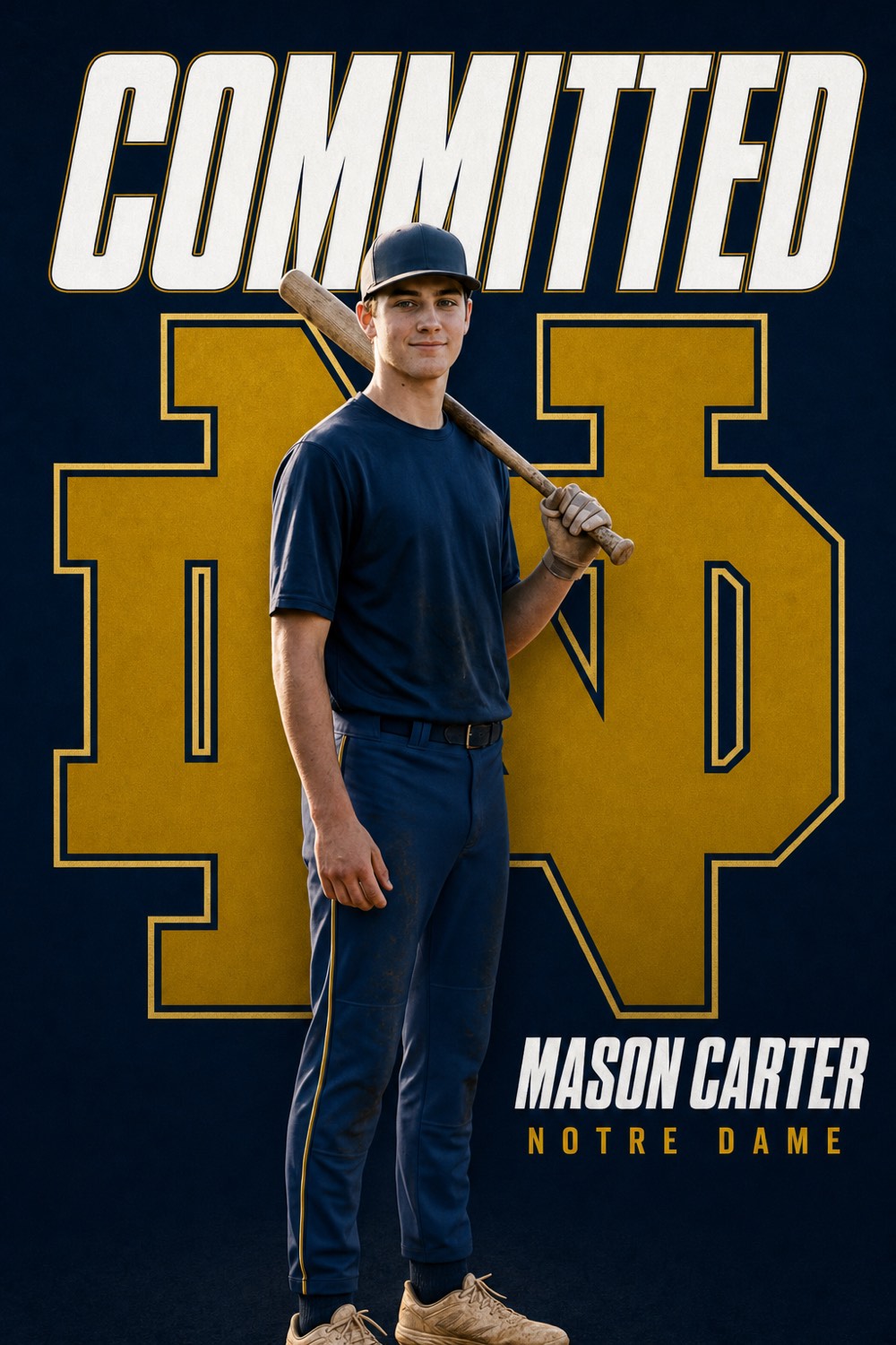 A college commitment graphic for a class of 2027 athlete made with CommitGraphics