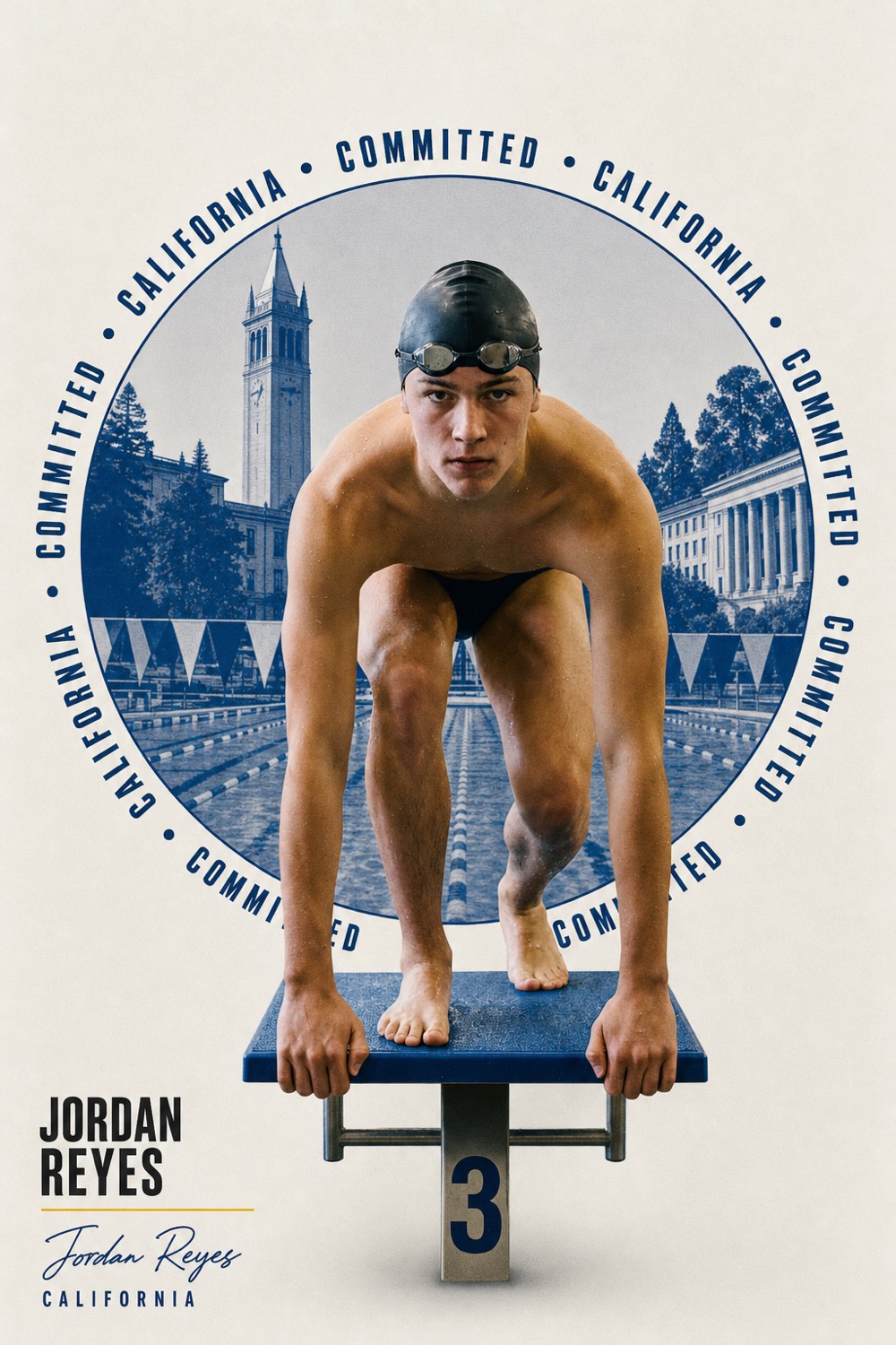 A swimming commitment graphic made with CommitGraphics