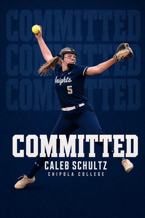 Softball commitment graphic for Chipola College in navy, Ghost Stack style, made with CommitGraphics